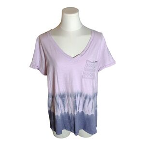 Vintage Sonoma Lavender Gray Tie Dye Tee With Lace Pocket Size Large